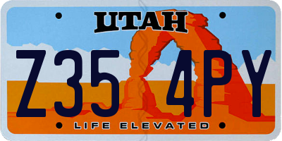 UT license plate Z354PY