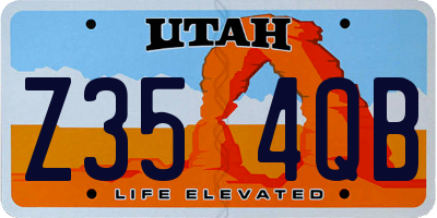 UT license plate Z354QB