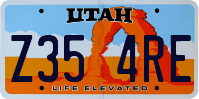 UT license plate Z354RE