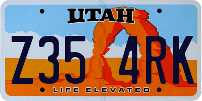 UT license plate Z354RK