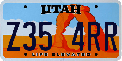 UT license plate Z354RR