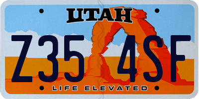 UT license plate Z354SF