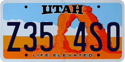 UT license plate Z354SO