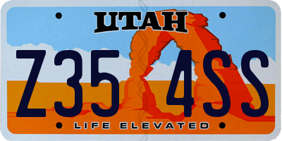 UT license plate Z354SS