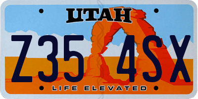 UT license plate Z354SX