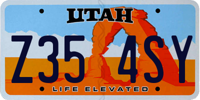 UT license plate Z354SY