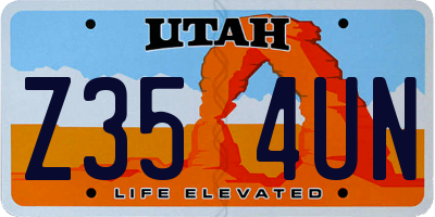 UT license plate Z354UN