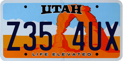 UT license plate Z354UX