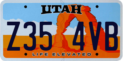 UT license plate Z354VB
