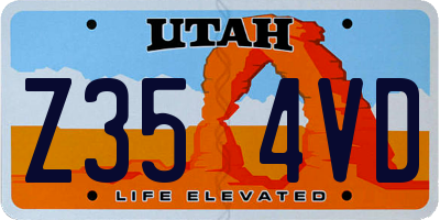 UT license plate Z354VD