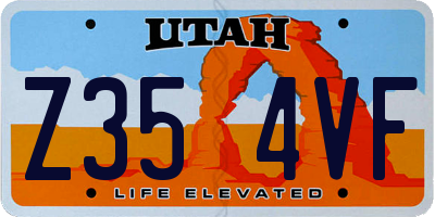 UT license plate Z354VF