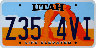 UT license plate Z354VI