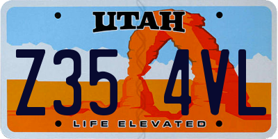 UT license plate Z354VL