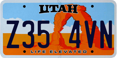 UT license plate Z354VN