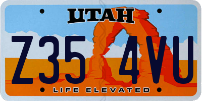 UT license plate Z354VU