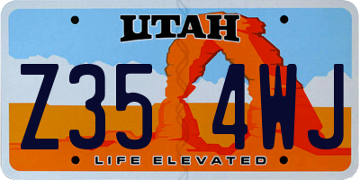UT license plate Z354WJ