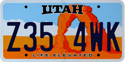 UT license plate Z354WK