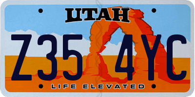 UT license plate Z354YC