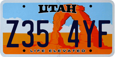 UT license plate Z354YF