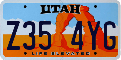 UT license plate Z354YG