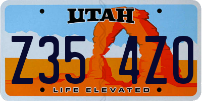 UT license plate Z354ZO