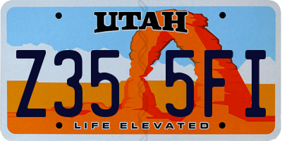 UT license plate Z355FI