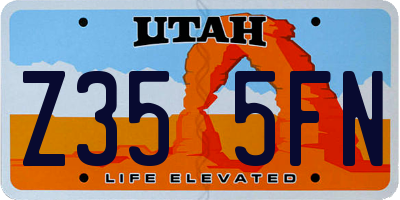 UT license plate Z355FN