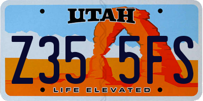 UT license plate Z355FS