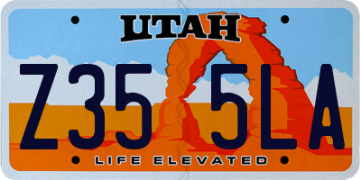 UT license plate Z355LA