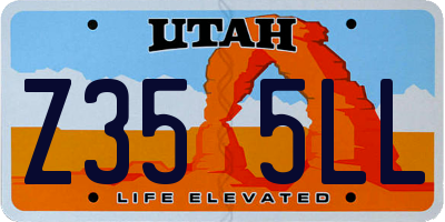 UT license plate Z355LL