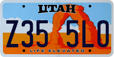 UT license plate Z355LO
