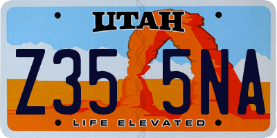 UT license plate Z355NA