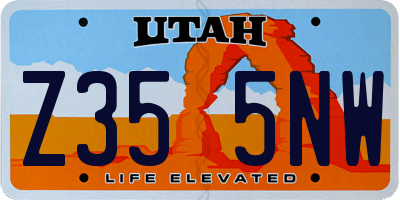 UT license plate Z355NW