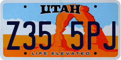 UT license plate Z355PJ