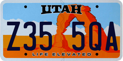 UT license plate Z355QA