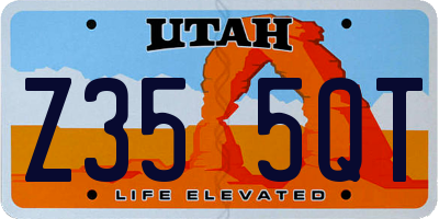 UT license plate Z355QT