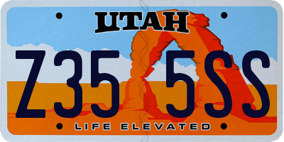 UT license plate Z355SS