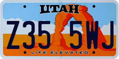 UT license plate Z355WJ