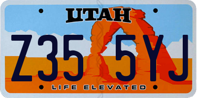 UT license plate Z355YJ