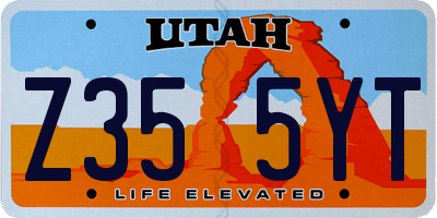UT license plate Z355YT