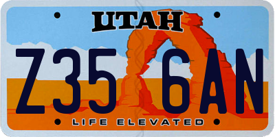 UT license plate Z356AN