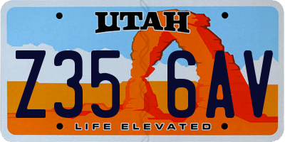 UT license plate Z356AV
