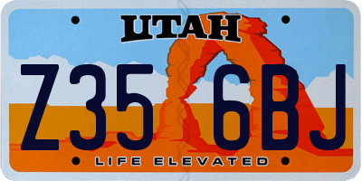 UT license plate Z356BJ