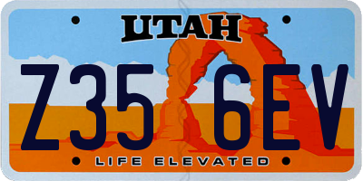 UT license plate Z356EV