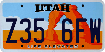 UT license plate Z356FW
