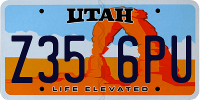 UT license plate Z356PU