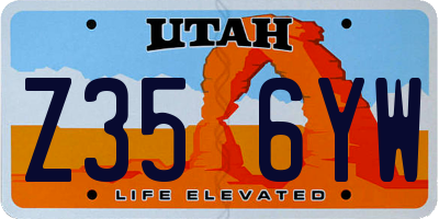 UT license plate Z356YW