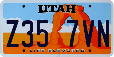 UT license plate Z357VN