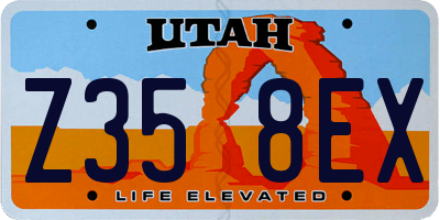UT license plate Z358EX