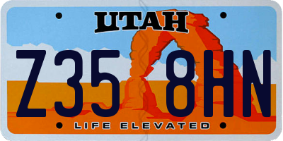 UT license plate Z358HN